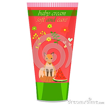 Baby cream tube with kids design Vector Illustration