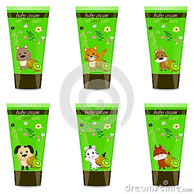 Baby cream tube with kids design Vector Illustration