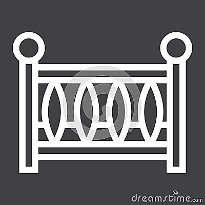 Baby crib line icon, baby cot and bed Vector Illustration