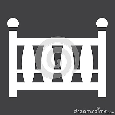 Baby crib solid icon, baby cot and bed Vector Illustration