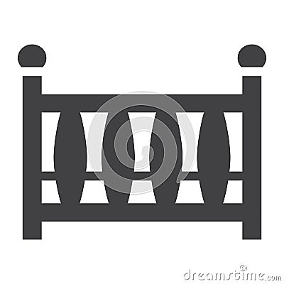 Baby crib solid icon, baby cot and bed Vector Illustration