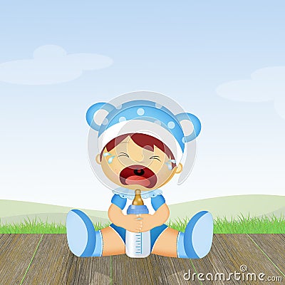 Baby cries Cartoon Illustration