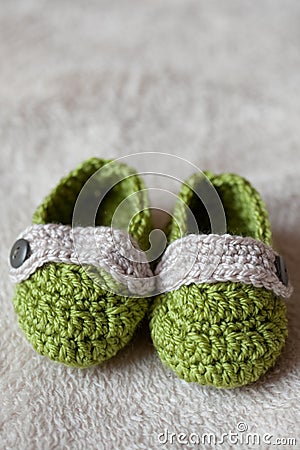 Baby crochet shoes Stock Photo