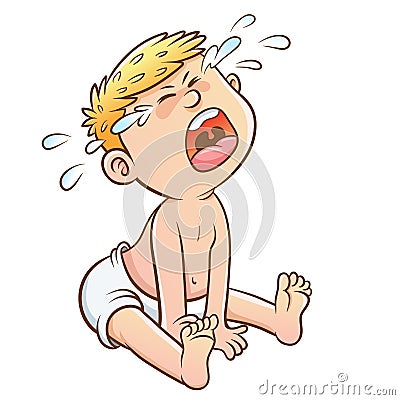 Baby crying Cartoon Vector Illustration