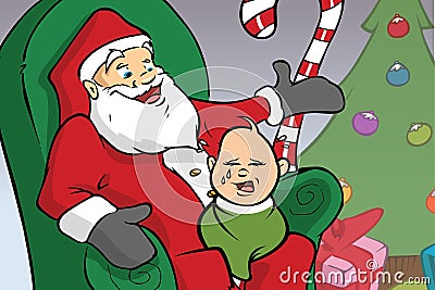 Baby crying Santa Vector Illustration