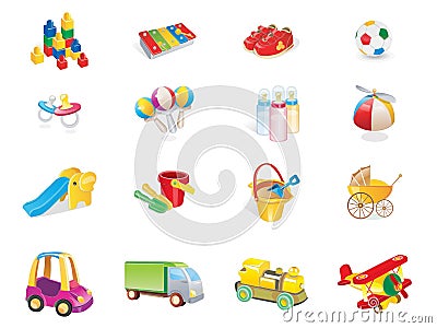 Baby cute playing icons Vector Illustration