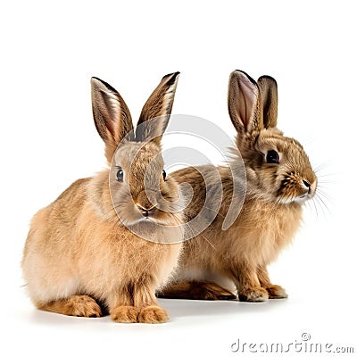 Baby cute rabbits has a pointed ears brown fur, animals, wildlife Cartoon Illustration