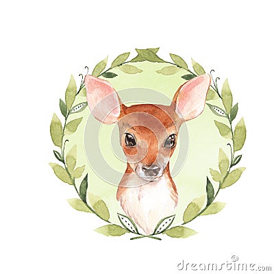 Baby Deer. Hand drawn cute fawn 2 Cartoon Illustration