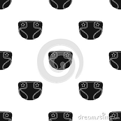 Baby diaper icon in black style isolated on white background. Baby born pattern stock vector illustration. Vector Illustration