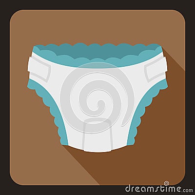 Baby diaper icon, flat style Vector Illustration