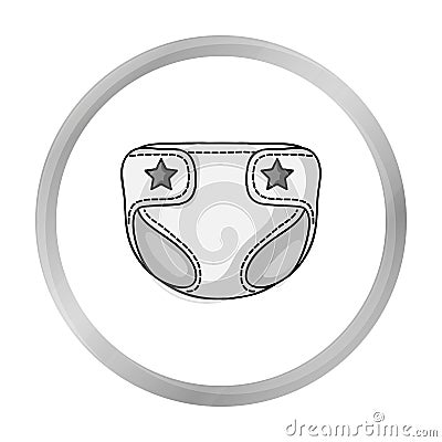 Baby diaper icon in monochrome style isolated on white background. Baby born symbol stock vector illustration. Vector Illustration