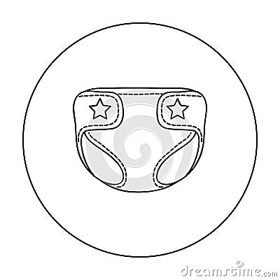 Baby diaper icon in outline style isolated on white background. Baby born symbol stock vector illustration. Vector Illustration