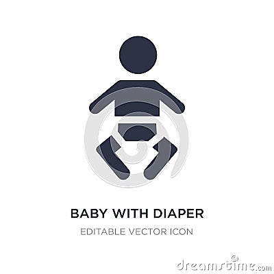 baby with diaper icon on white background. Simple element illustration from People concept Vector Illustration