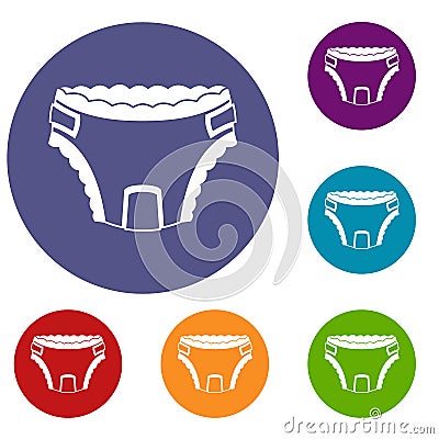 Baby diaper icons set Vector Illustration