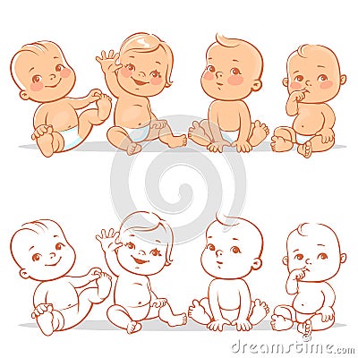 Baby in diaper set. Vector Illustration