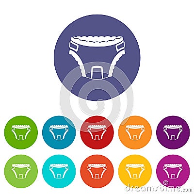 Baby diaper set icons Vector Illustration