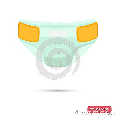 Baby diapers color flat icon Vector Illustration