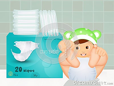 Baby diapers Cartoon Illustration