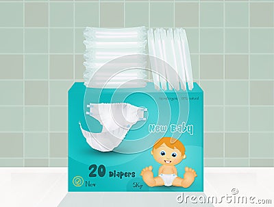 Baby diapers Cartoon Illustration