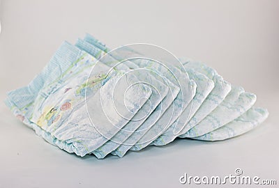 Baby diapers on a white background, diaper Stock Photo
