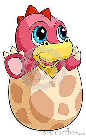 Baby dino in egg. Cartoon cute dinosaur mascot Stock Photo