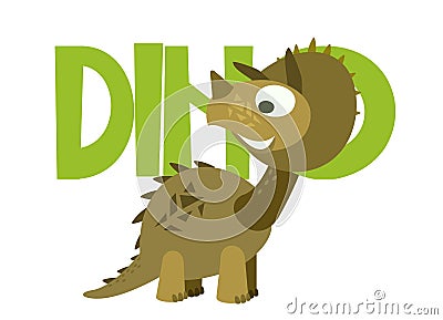 Baby dinosaur. The isolated object on a white background. Cheerful kind animal baby dino. Cartoons flat style Vector Illustration