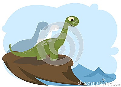 Baby dinosaur. The isolated object on a white background. Cheerful kind animal baby dino. Cartoons flat style Vector Illustration