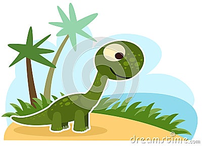 Baby dinosaur. The isolated object on a white background. Cheerful kind animal baby dino. Cartoons flat style Vector Illustration