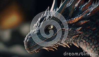 Baby Dragon closeup shot, generative AI Stock Photo