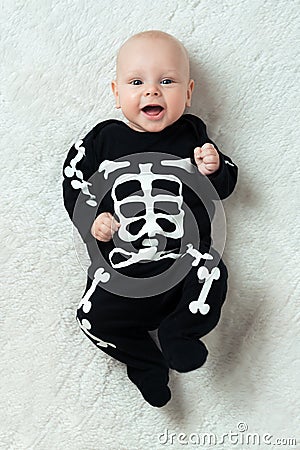 Baby dressed skeleton Stock Photo