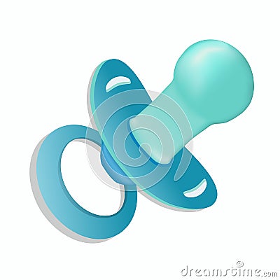 Baby dummy for boy. Blue nipple for child on isolated background. vector eps10 Vector Illustration