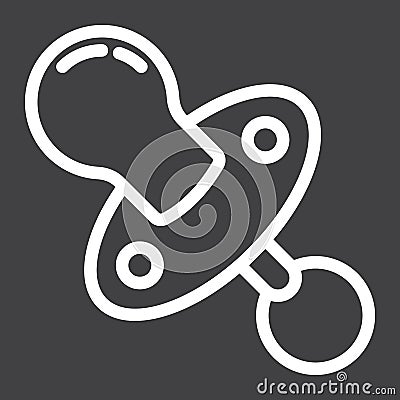 Baby dummy line icon, baby pacifier and nipple Vector Illustration