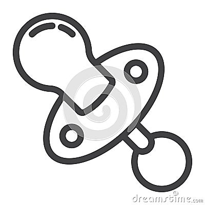 Baby dummy line icon, baby pacifier and nipple Vector Illustration