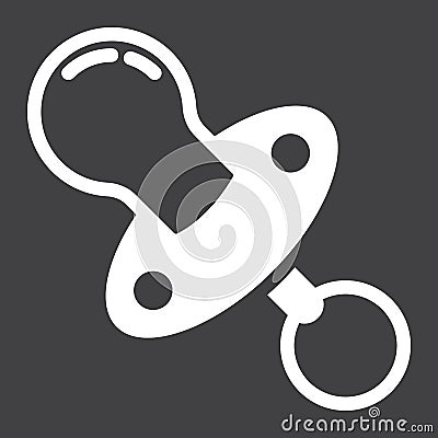 Baby dummy solid icon, baby pacifier and nipple Vector Illustration