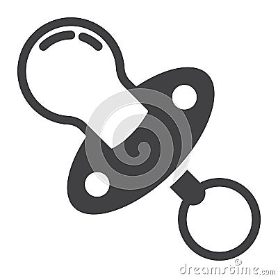 Baby dummy solid icon, baby pacifier and nipple Vector Illustration