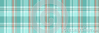 Baby fabric check texture, crease vector tartan plaid. Direct textile seamless background pattern in teal and pale turquoise Vector Illustration