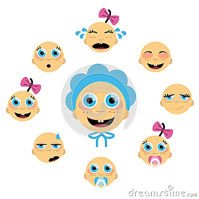 Baby face icons Vector Illustration