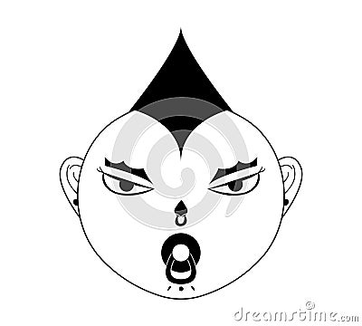 baby face punk icon Vector Illustration