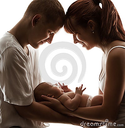 Baby Family Newborn Parents Kid New Born Mother Father Child Stock Photo