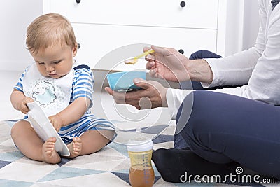 Baby during feeding Stock Photo