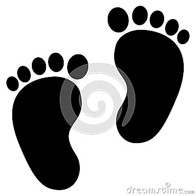 Baby feet clean black icon Vector Illustration