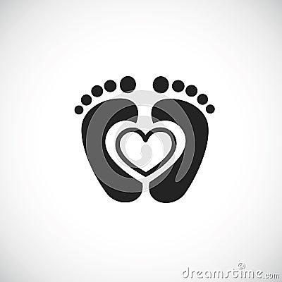 Baby feet footprint with heart Vector Illustration