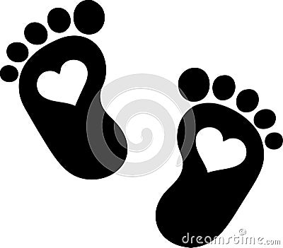 baby feet with heart svg vector file with jpeg image Stock Photo