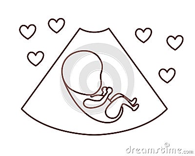 Baby fetus pregnancy with hearts love Vector Illustration