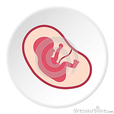 Baby fetus in the uterus icon circle Vector Illustration