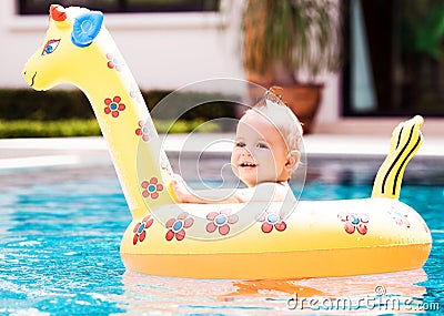 Baby with a float Stock Photo