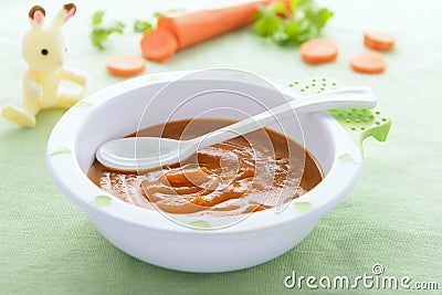 Baby food: carrot puree Stock Photo