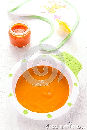 Baby food: carrot puree Stock Photo