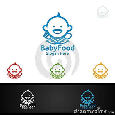 Baby Food Logo for Nutrition or Supplement Concept Vector Illustration