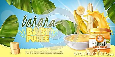 Baby Food Realistic Advertisement Poster Vector Illustration